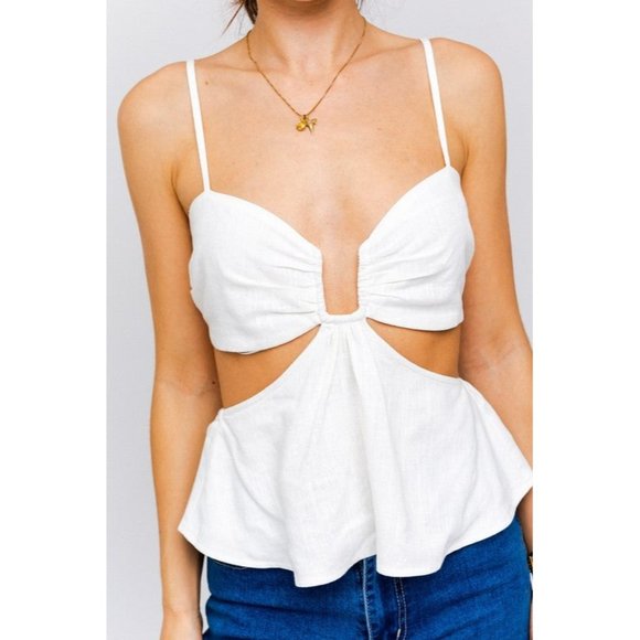 LE LIS OUT SPAGHETTI TOP WHITE - Picture 5 of 7